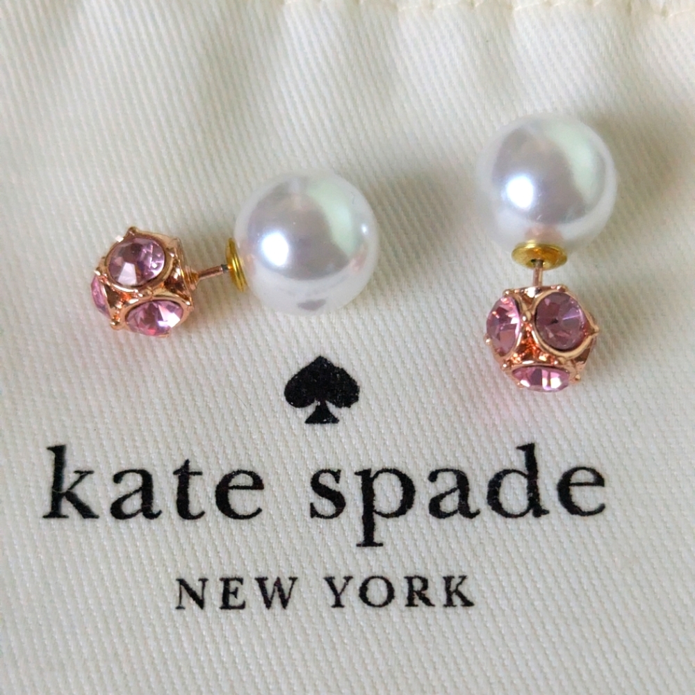 New in Pouch Kate Spade Lady Marmalade Pearl Back Studs in Pink